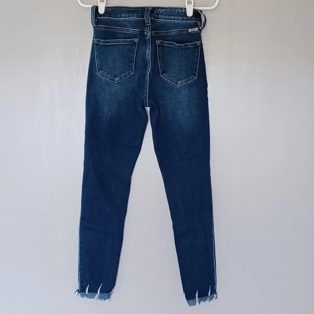 KanCan Jeans Womens 5 Blue High Rise Skinny Frayed Hem Distressed Denim
